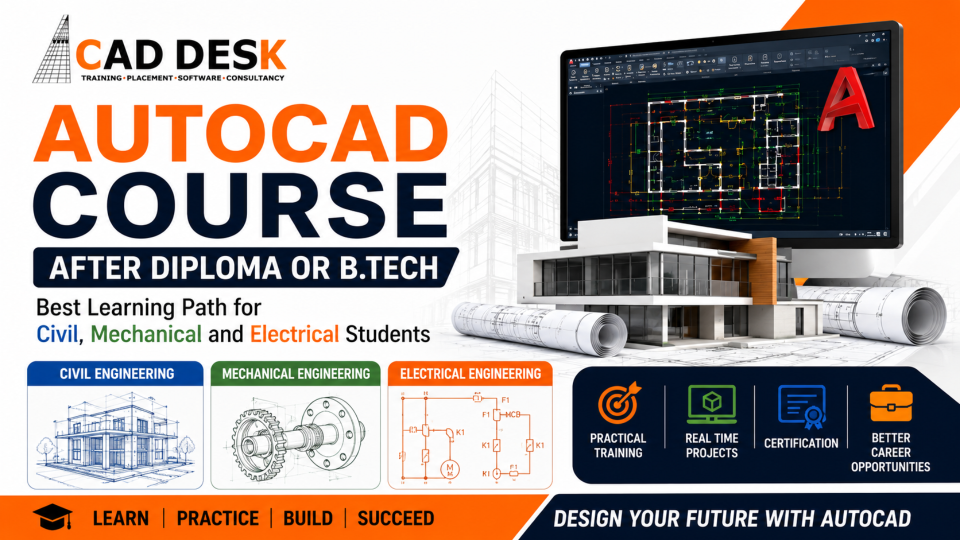 AutoCAD Course After Diploma or B.Tech: Best Learning Path for Civil, Mechanical and Electrical Students